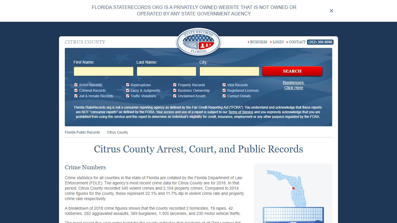 Citrus County Arrest, Court, and Public Records